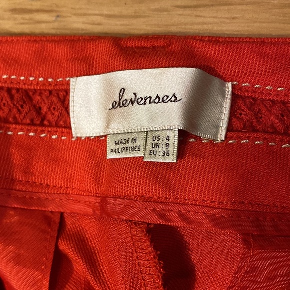 Anthropologie Elevenses Brenton Straight Leg Linen Blend coral red work pants 4 - Picture 8 of 15